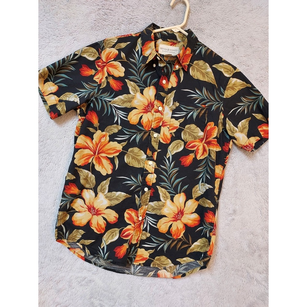 Ralph Lauren Denim‎ Supply Shirt Mens Small Hawaiian Floral Tropical Resort Wear